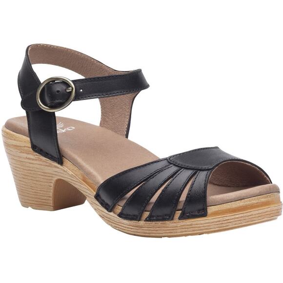 Dansko Marlow Leather Ankle Strap Comfort Sandal Black Casual Boho Size 37 - Picture 1 of 14